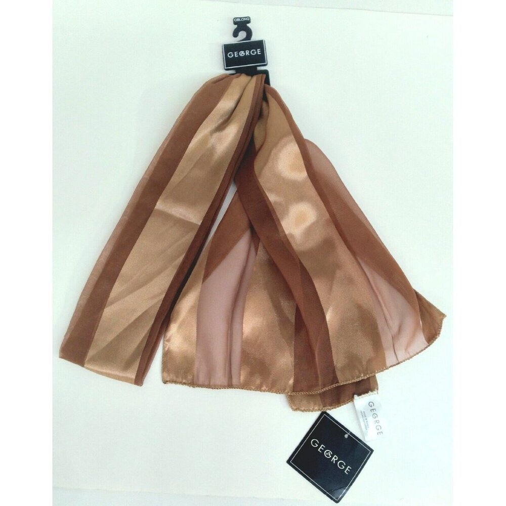 Brown/Tan Satin Scarf Handbag Handle Protector Headband Hair Tie Bandeau NWT